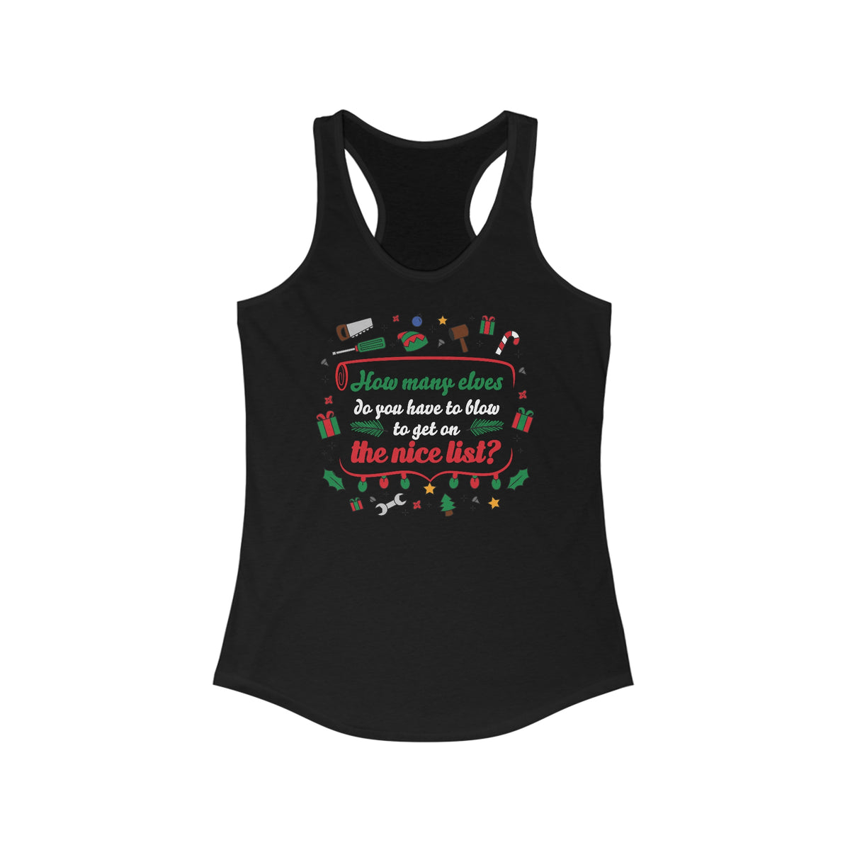 How many Elves do you have to Blow - Women’s Racerback Tank